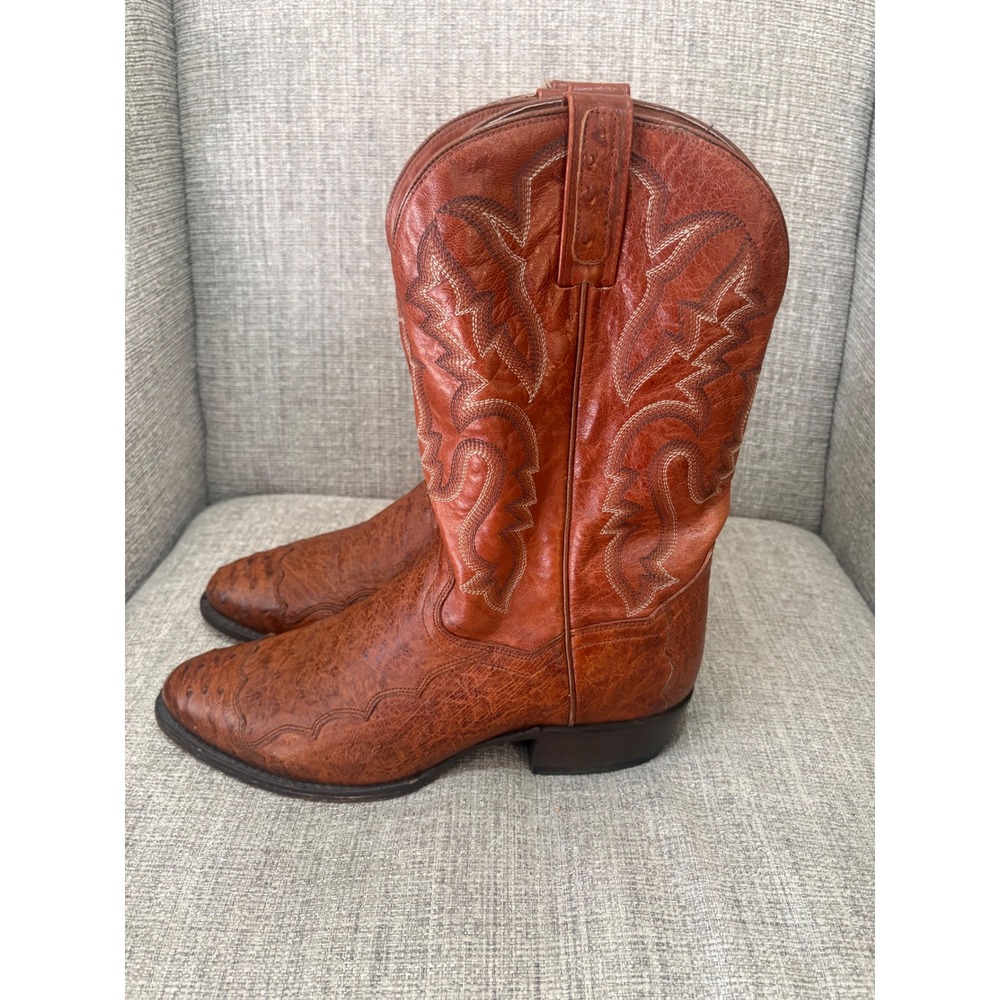 Dan Post DPP 5210 Genuine Ostrich Cowboy Boots Men's 10 D Brown Vintage Western